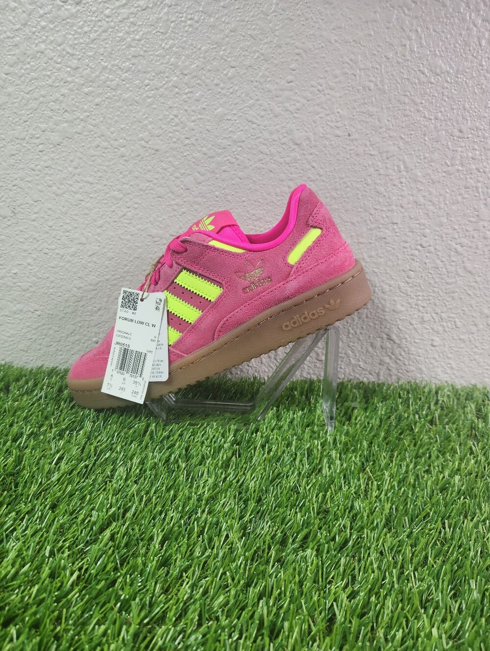 Adidas Forum Low CL W Lucid Pink Solar Yellow Gum Sole Shoes JR0515 Women's 7.5